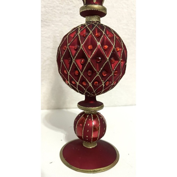 Classic Tidings Holiday Decor 15 Red/Gold Table Top or Christmas Tree Topper - Picture 4 of 4